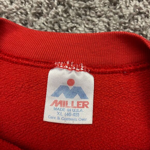 Vintage 80s Sweatshirt Raglan Crewneck Feminist Graphic Print Pullover Red XL - Picture 3 of 9